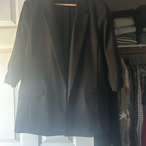 INC black blazer with rouged 3/4 sleeves